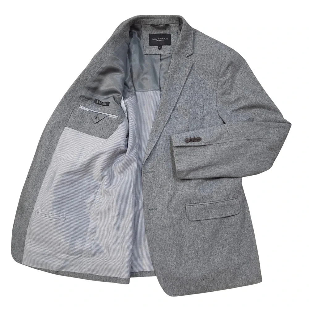 Banana Republic Tailored Fit Grey Italian Cotton Twill Blazer 44R Men's